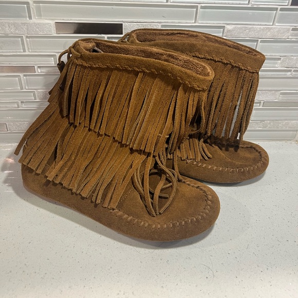 Minnetonka 3-Layer suede brown Fringe Boot size 7 - Picture 7 of 7